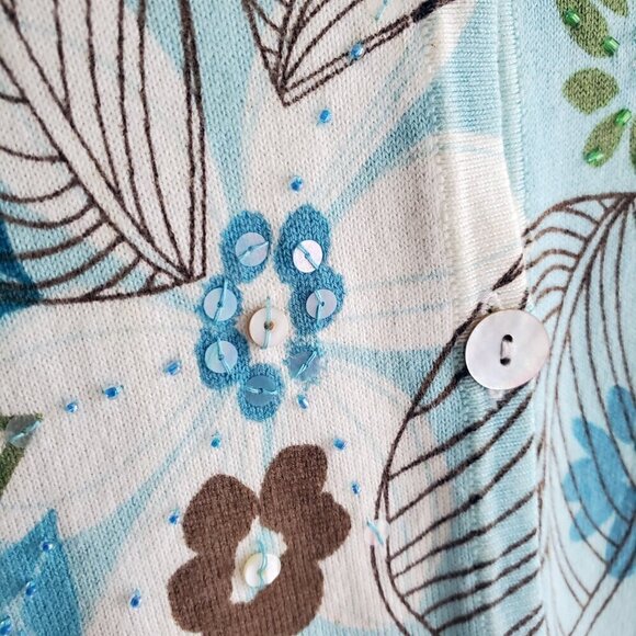 Alfred Dunner Sequin Embellished Floral Sweater Size L - Picture 4 of 15